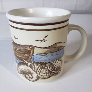 Vintage Muggables Scenic Lakeshore Ceramic Coffee Mug Cup Made in Japan NOS